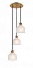  113B-3P-BB-G411 - Dayton - 3 Light - 12 inch - Brushed Brass - Cord Hung - Multi Pendant