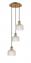  113B-3P-BB-G412 - Dayton - 3 Light - 12 inch - Brushed Brass - Cord Hung - Multi Pendant