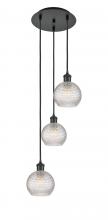  113B-3P-BK-G122C-6CL - Athens - 3 Light - 12 inch - Matte Black - Cord Hung - Multi Pendant