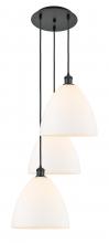  113B-3P-BK-GBD-121 - Bristol - 3 Light - 19 inch - Matte Black - Cord Hung - Multi Pendant