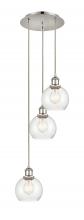  113B-3P-PN-G124-6 - Athens - 3 Light - 12 inch - Polished Nickel - Cord Hung - Multi Pendant