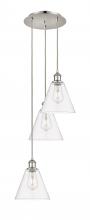  113B-3P-PN-GBC-82 - Berkshire - 3 Light - 15 inch - Polished Nickel - Cord Hung - Multi Pendant