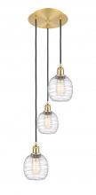  113B-3P-SG-G1013 - Belfast - 3 Light - 13 inch - Satin Gold - Cord Hung - Multi Pendant