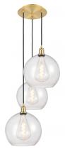  113B-3P-SG-G124-12 - Athens - 3 Light - 18 inch - Satin Gold - Cord Hung - Multi Pendant