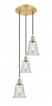  113B-3P-SG-G2812 - Hanover - 3 Light - 13 inch - Satin Gold - Cord Hung - Multi Pendant