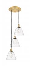  113B-3P-SG-GBD-752 - Bristol - 3 Light - 14 inch - Satin Gold - Cord Hung - Multi Pendant