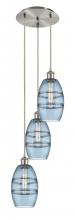  113B-3P-SN-G557-6BL - Vaz - 3 Light - 12 inch - Brushed Satin Nickel - Cord hung - Multi Pendant