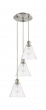  113B-3P-SN-GBC-82 - Berkshire - 3 Light - 15 inch - Brushed Satin Nickel - Cord Hung - Multi Pendant