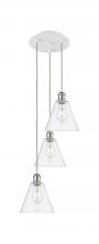  113B-3P-WPC-GBC-82 - Berkshire - 3 Light - 15 inch - White Polished Chrome - Cord Hung - Multi Pendant