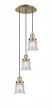  113F-3P-AB-G184S - Canton - 3 Light - 12 inch - Antique Brass - Cord hung - Multi Pendant