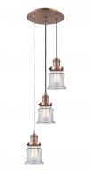  113F-3P-AC-G182S - Canton - 3 Light - 12 inch - Antique Copper - Cord hung - Multi Pendant