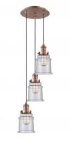  113F-3P-AC-G184 - Canton - 3 Light - 13 inch - Antique Copper - Cord hung - Multi Pendant