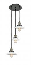  113F-3P-BAB-G1 - Halophane - 3 Light - 16 inch - Black Antique Brass - Cord hung - Multi Pendant