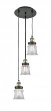  113F-3P-BAB-G182S - Canton - 3 Light - 12 inch - Black Antique Brass - Cord hung - Multi Pendant