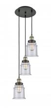  113F-3P-BAB-G184 - Canton - 3 Light - 13 inch - Black Antique Brass - Cord hung - Multi Pendant