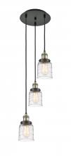  113F-3P-BAB-G513 - Bell - 3 Light - 12 inch - Black Antique Brass - Cord hung - Multi Pendant