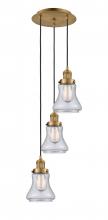  113F-3P-BB-G194 - Bellmont - 3 Light - 13 inch - Brushed Brass - Cord hung - Multi Pendant