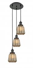  113F-3P-BK-G146 - Chatham - 3 Light - 14 inch - Matte Black - Cord hung - Multi Pendant