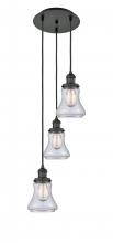  113F-3P-BK-G192 - Bellmont - 3 Light - 13 inch - Matte Black - Cord hung - Multi Pendant