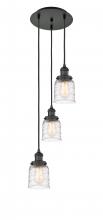  113F-3P-BK-G513 - Bell - 3 Light - 12 inch - Matte Black - Cord hung - Multi Pendant