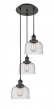  113F-3P-BK-G74 - Cone - 3 Light - 14 inch - Matte Black - Cord hung - Multi Pendant