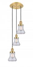  113F-3P-SG-G192 - Bellmont - 3 Light - 13 inch - Satin Gold - Cord hung - Multi Pendant