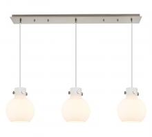  123-410-1PS-SN-G410-8WH - Newton Sphere - 3 Light - 40 inch - Brushed Satin Nickel - Cord hung - Linear Pendant