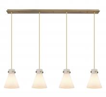  124-410-1PS-BB-G411-8WH - Newton Cone - 4 Light - 52 inch - Brushed Brass - Linear Pendant