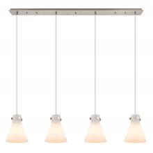  124-410-1PS-SN-G411-8WH - Newton Cone - 4 Light - 52 inch - Brushed Satin Nickel - Linear Pendant