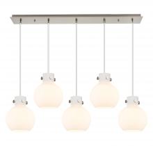  125-410-1PS-SN-G410-8WH - Newton Sphere - 5 Light - 40 inch - Brushed Satin Nickel - Cord hung - Linear Pendant