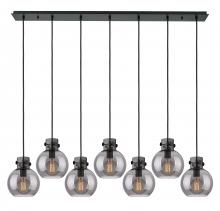  127-410-1PS-BK-G410-8SM - Newton Sphere - 7 Light - 52 inch - Matte Black - Cord hung - Linear Pendant