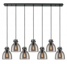 Innovations Lighting 127-410-1PS-BK-G412-8SM - Newton Bell - 7 Light - 52 inch - Matte Black - Linear Pendant