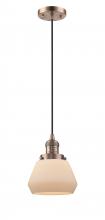  201C-AC-G171 - Fulton - 1 Light - 7 inch - Antique Copper - Cord hung - Mini Pendant