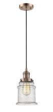  201C-AC-G184 - Canton - 1 Light - 6 inch - Antique Copper - Cord hung - Mini Pendant