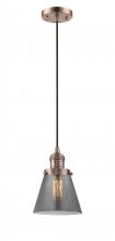  201C-AC-G63 - Cone - 1 Light - 6 inch - Antique Copper - Cord hung - Mini Pendant