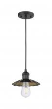  201C-BK-M17-BK - Scallop - 1 Light - 8 inch - Matte Black - Cord Hung - Mini Pendant