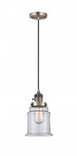  201CSW-AB-G182-LED - Canton - 1 Light - 6 inch - Antique Brass - Cord hung - Mini Pendant