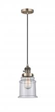  201CSW-AB-G184 - Canton - 1 Light - 6 inch - Antique Brass - Cord hung - Mini Pendant