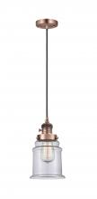  201CSW-AC-G182-LED - Canton - 1 Light - 6 inch - Antique Copper - Cord hung - Mini Pendant