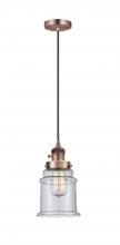  201CSW-AC-G184 - Canton - 1 Light - 6 inch - Antique Copper - Cord hung - Mini Pendant