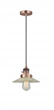  201CSW-AC-G2 - Halophane - 1 Light - 9 inch - Antique Copper - Cord hung - Mini Pendant