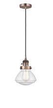  201CSW-AC-G324-LED - Olean - 1 Light - 7 inch - Antique Copper - Cord hung - Mini Pendant