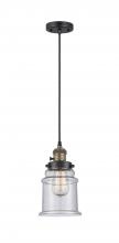  201CSW-BAB-G184 - Canton - 1 Light - 6 inch - Black Antique Brass - Cord hung - Mini Pendant