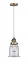  201CSW-BB-G182-LED - Canton - 1 Light - 6 inch - Brushed Brass - Cord hung - Mini Pendant