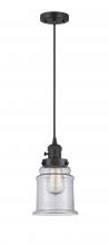  201CSW-BK-G182 - Canton - 1 Light - 6 inch - Matte Black - Cord hung - Mini Pendant