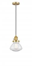  201CSW-SG-G322-LED - Olean - 1 Light - 7 inch - Satin Gold - Cord hung - Mini Pendant