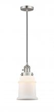  201CSW-SN-G181-LED - Canton - 1 Light - 6 inch - Brushed Satin Nickel - Cord hung - Mini Pendant