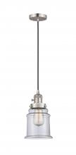  201CSW-SN-G182-LED - Canton - 1 Light - 6 inch - Brushed Satin Nickel - Cord hung - Mini Pendant