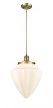  201S-BB-G661-12-LED - Bullet - 1 Light - 12 inch - Brushed Brass - Stem Hung - Mini Pendant