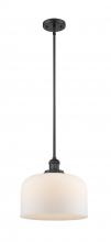  201S-BK-G71-L - Bell - 1 Light - 12 inch - Matte Black - Stem Hung - Mini Pendant